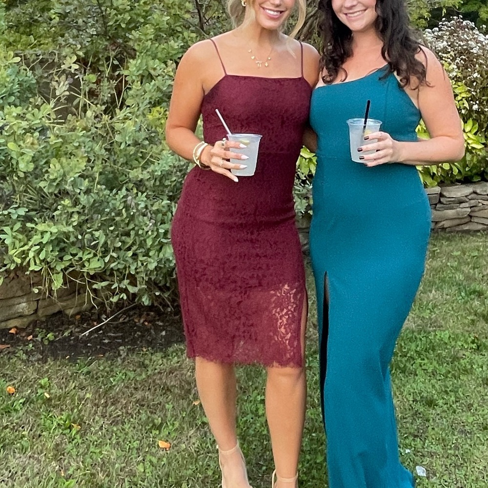 Express Burgundy Lace Slip Dress